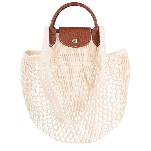 Longchamp Handbags - Longchamp Le Pliage Filet Large Mesh Handle Bag With Strap, White